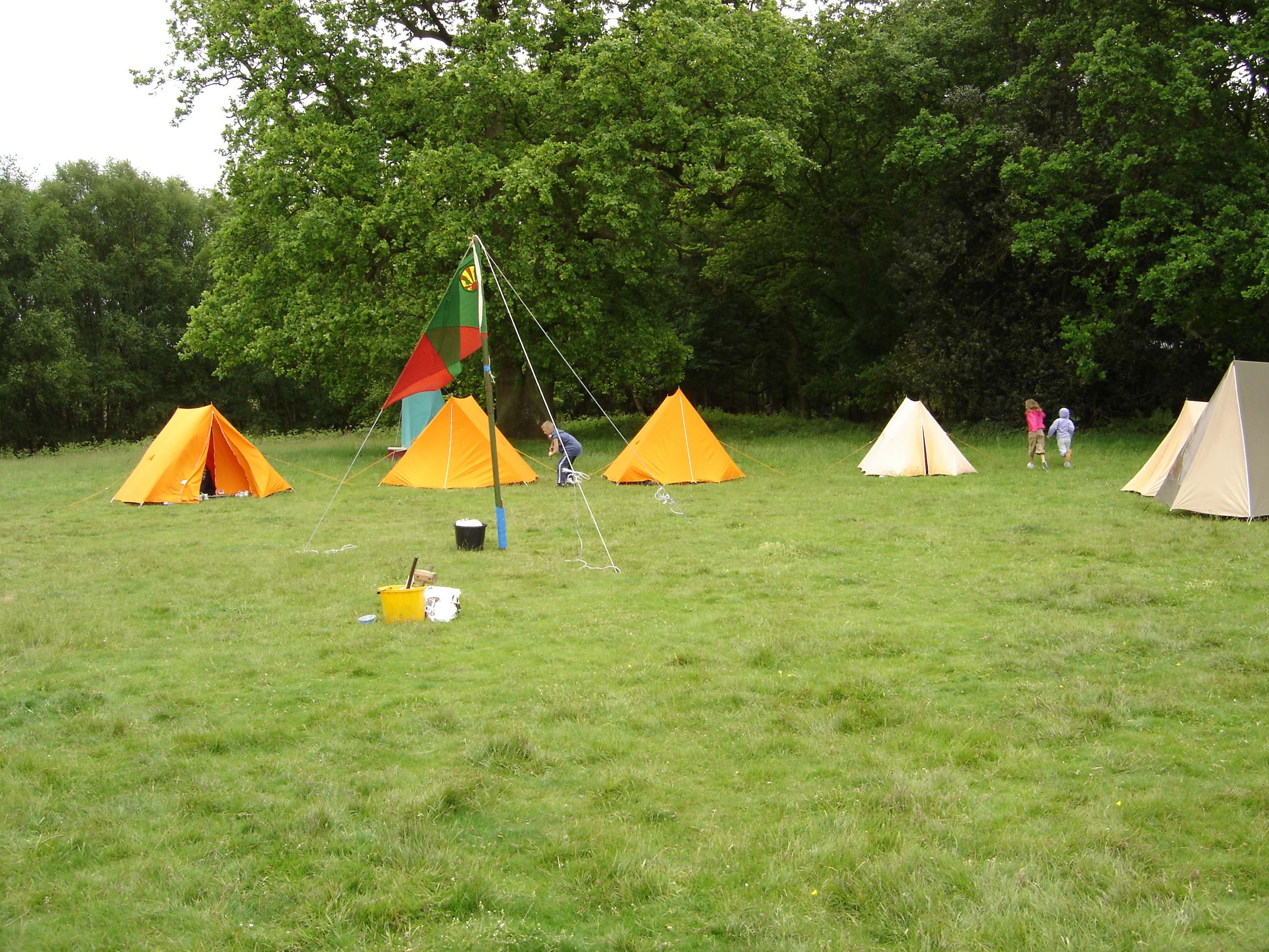 Whitsun Camp Tents and flag